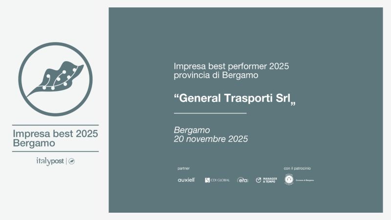 General Trasporti di Lazzaro Ventrone confermata Best Performer Bergamo 2025